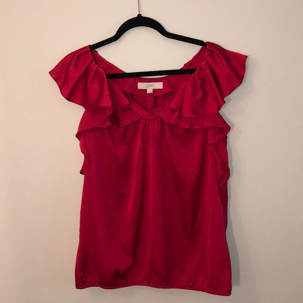 Loft Red ruffle blouse